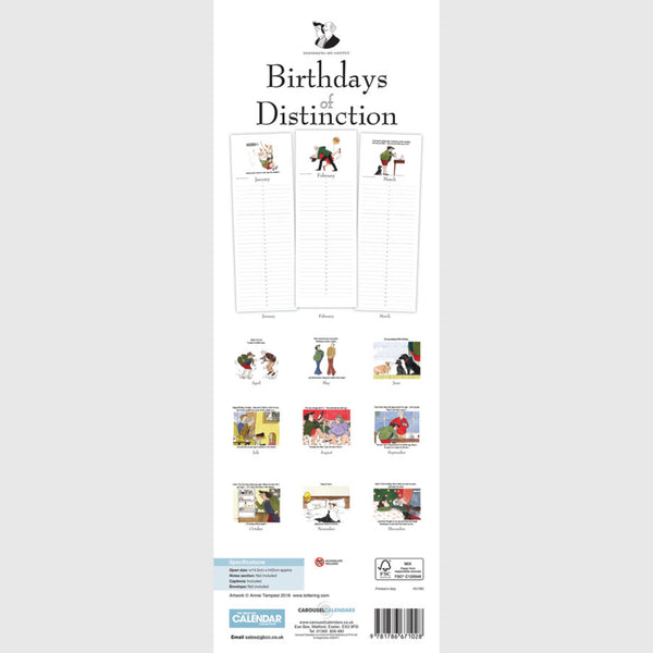 Tottering by Gently Birthdays of Distinction Wall planner perpetual calendar