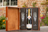 PERSONALISED CHAMPAGNE WITH FLUTES IN LUXURY WOODEN BOX