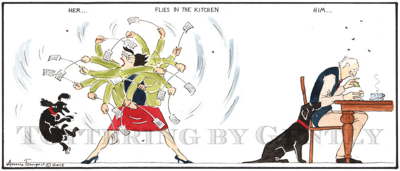 Signed Tottering by Gently Print - Flies in the kitchen