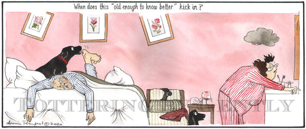 Signed Tottering by Gently Print - Old enough to know better