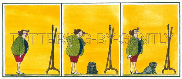Signed Tottering by Gently Print - Daffy, Pug & Mirror