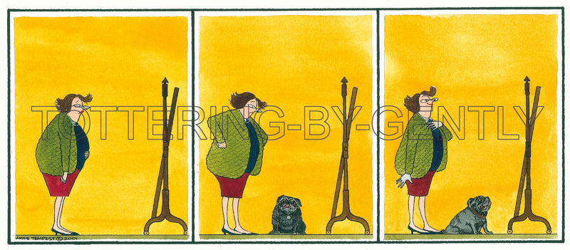 Signed Tottering by Gently Print - Daffy, Pug & Mirror
