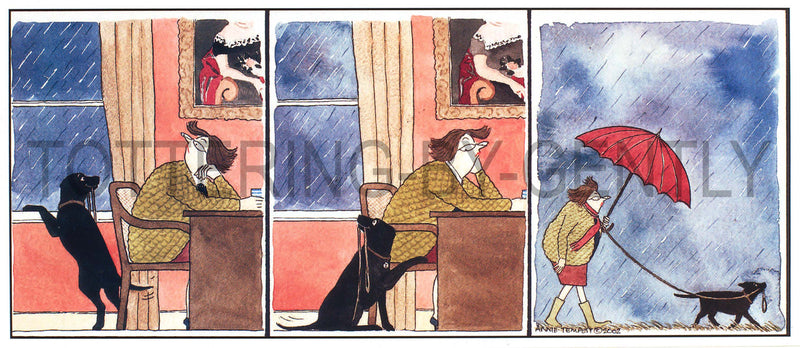 Signed Tottering by Gently Print - Slobber takes Daffy for a walk