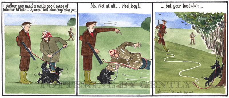 Signed Tottering by Gently Print - Spaniel out Shooting