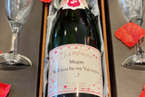 PERSONALISED CHAMPAGNE WITH FLUTES IN LUXURY WOODEN BOX