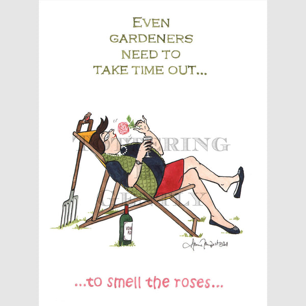 Signed Special Tottering by Gently Print - Smell the roses