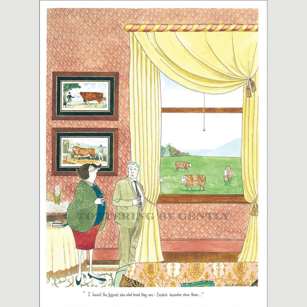 Signed Special Tottering by Gently Print - Decorator Cows