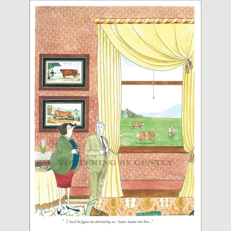Signed Special Tottering by Gently Print - Decorator Cows