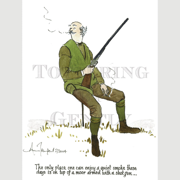 Signed Special Tottering by Gently Print - Enjoying a quiet smoke