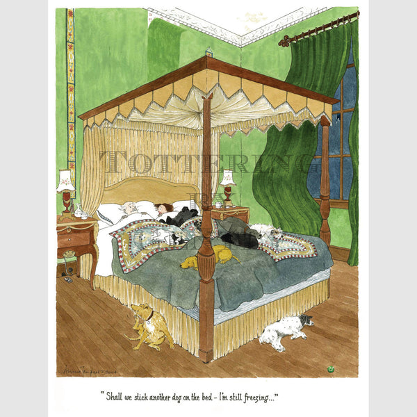 Signed Special Tottering by Gently Print - Another dog on the bed