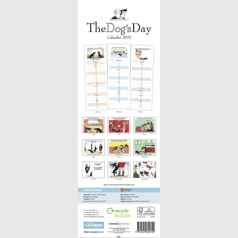 Dogs Day | Tottering by Gently 2023 Calendar slim wall planner
