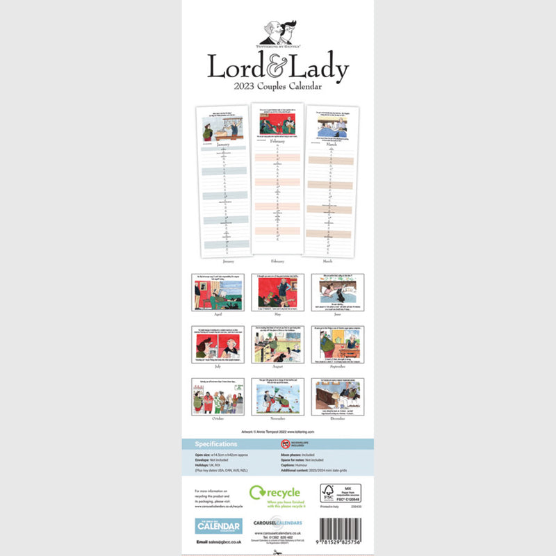 Tottering by Gently Lord & Lady Couples Calendar 2023 Slim wall planner
