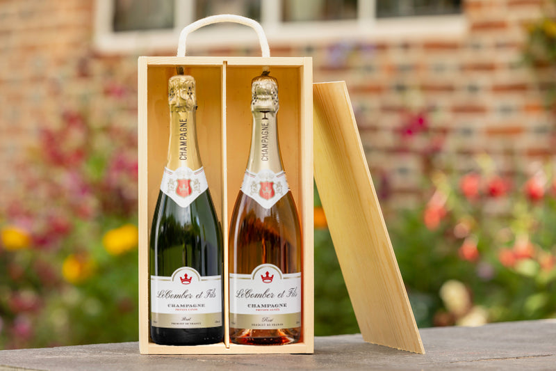 Support Bubbles Champagne Hamper Gift in a wooden gift box | Personalised Hamper Gifts by Frisky Partridge