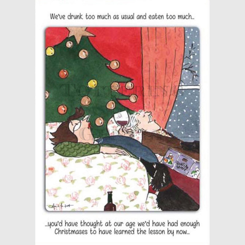 Tottering by Gently Christmas Card Pack of 5 Drunk too much