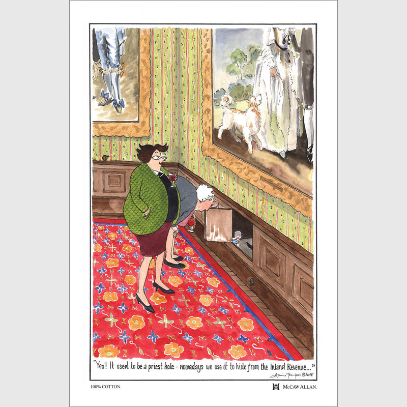 Tottering by Gently Hiding from the Inland Revenue cotton tea towel