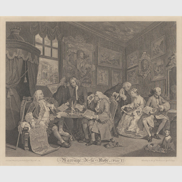 Marriage A-la-Mode Plate 1, The Marriage Settlement by William Hogarth print from the Foxdenton Collection by Frisky Partridge
