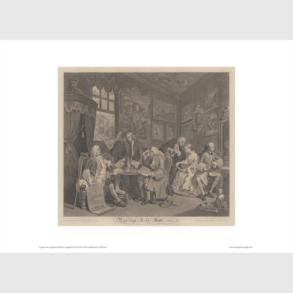 Marriage A-la-Mode Plate 1, The Marriage Settlement by William Hogarth framed print from the Foxdenton Collection by Frisky Partridge
