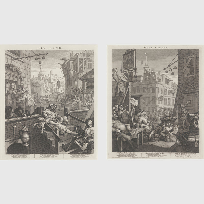 Pair of Gin Lane and Beer Street | William Hogarth Print
