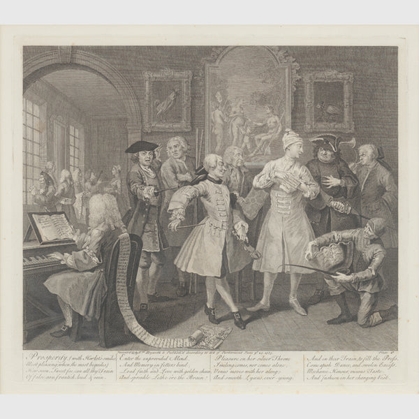 William Hogarth print Rake's Progress II, The Levee