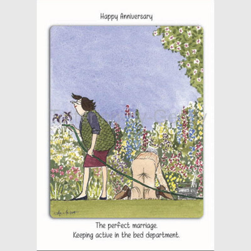The perfect marriage keeping active in the bed department | Happy Anniversary Card