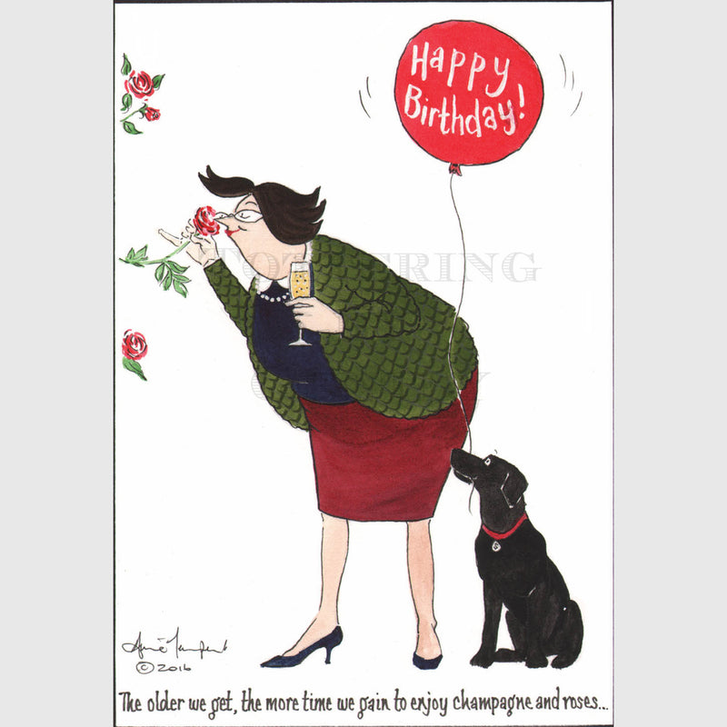 Happy Birthday Tottering by Gently Greeting card | Champagne & Roses
