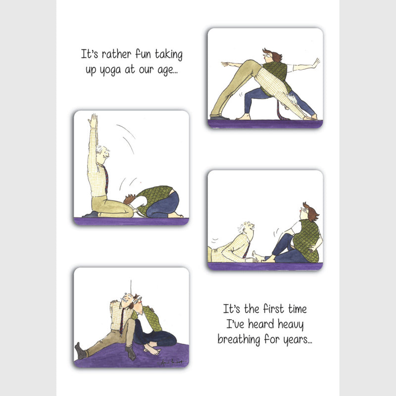 Tottering by Gently greeting card Taking up yoga at our age