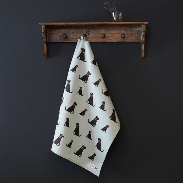 Black Labrador organic thick cotton tea towel  by Sweet William Designs | Frisky Partridge Gifts & Homeware